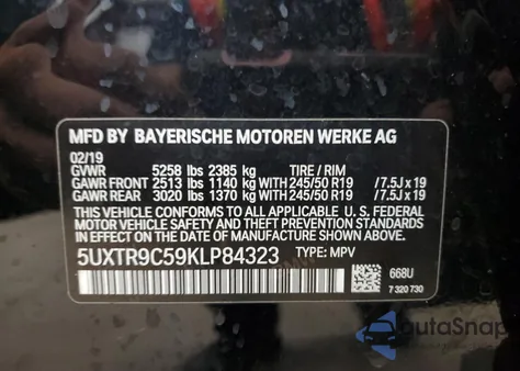 2019 BMW X3 xDrive30I z USA, uszkodzony, nr VIN 5UXTR9C59KLP84323
